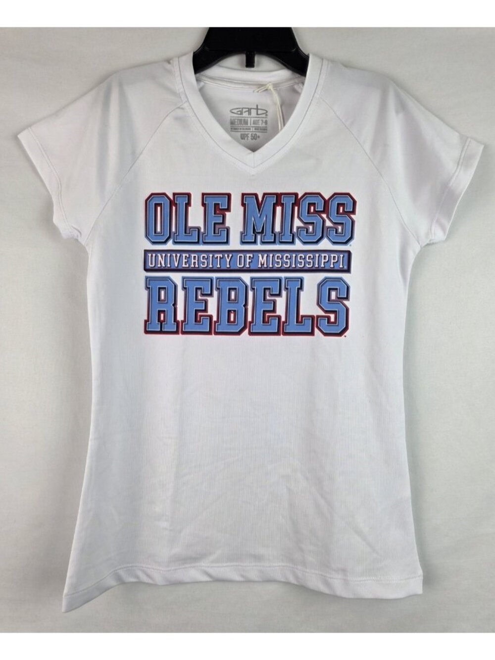 Garb University of Mississippi Ole Miss Rebels Girls Youth Med Shirt White Top